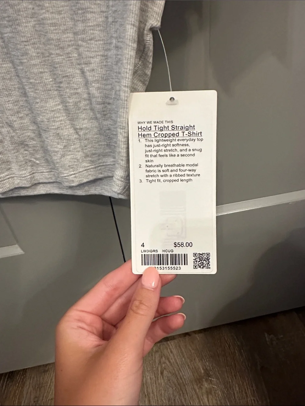 lululemon athletica Light Gray Short Sleeve Crop Top